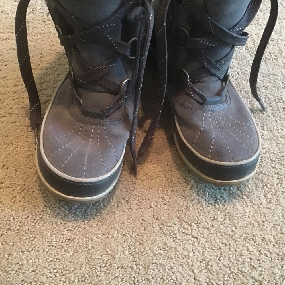 Sorel‎ Tivoli II Charcoal Gray Suede Waterproof Faux Fur Lined Boots 6.5 37.5 LN